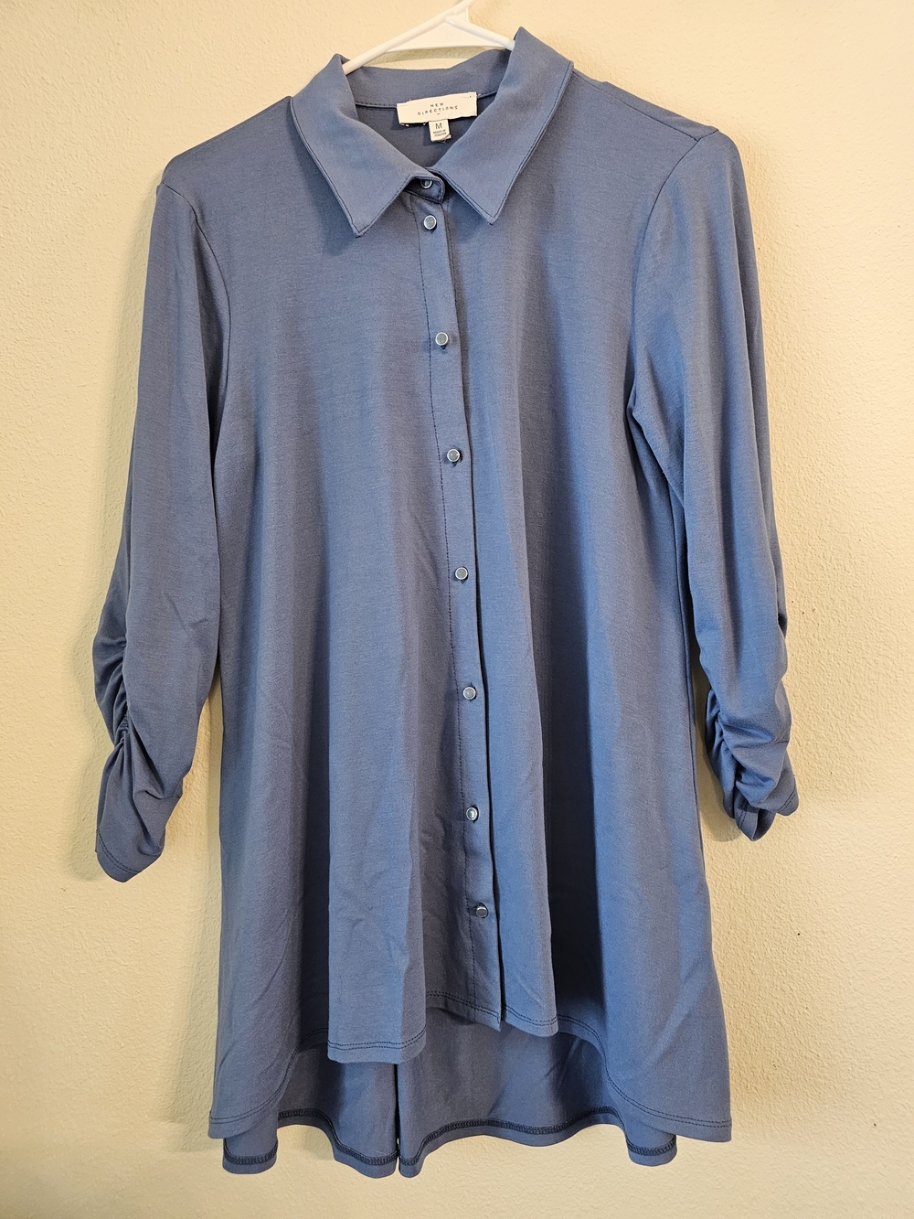 new directions Blue Button-Down Tunic Shirt